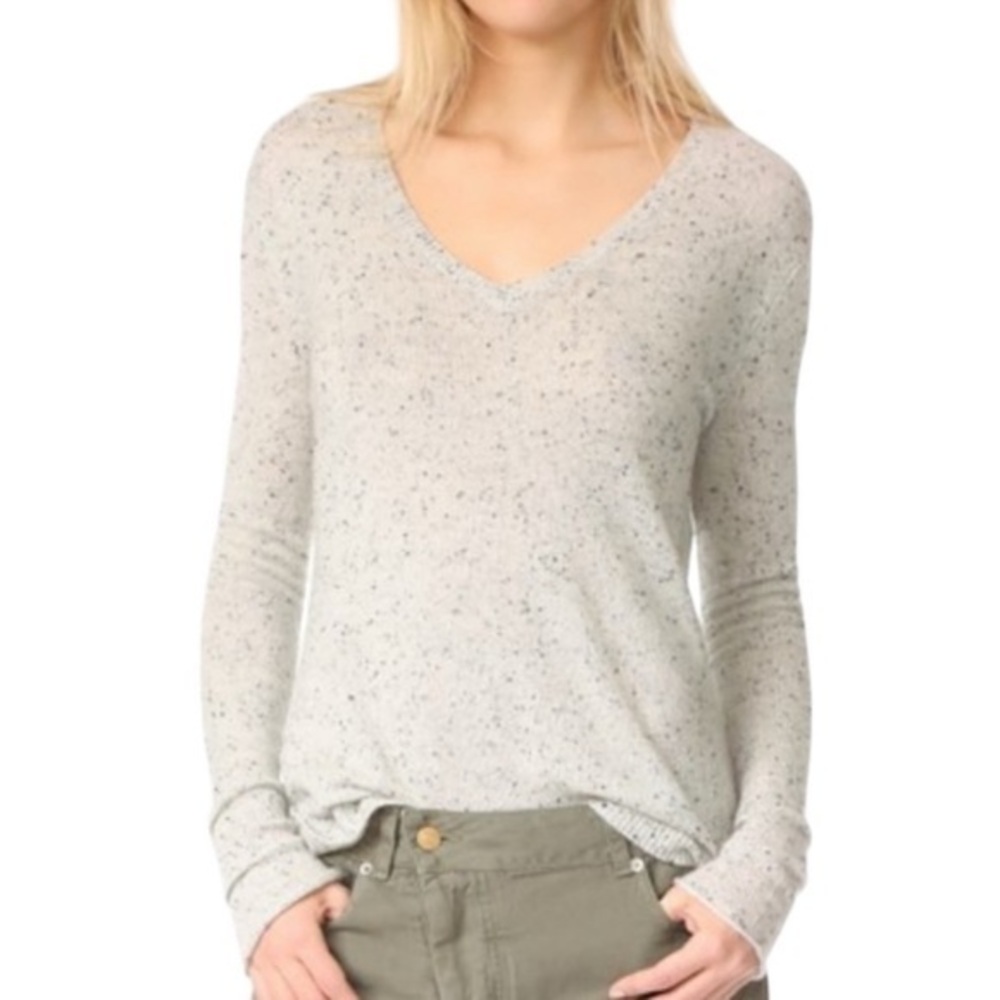 ATM 100%‎ Cashmere Grey Speckled V-Neck Sweater